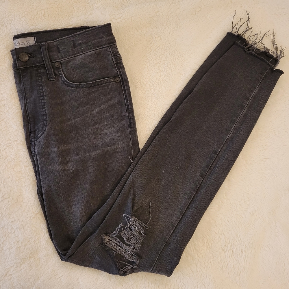 Madewell Black High Rise Ripped Skinny Jeans 27